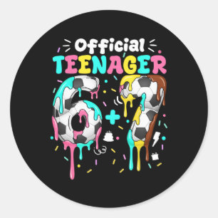 Sticker Rond Anniversaire 13 ans Adolescent officiel Six Sept 6