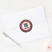 Sticker Rond Anniversaire 16 ans Vitesse (Enveloppe)