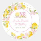 Sticker Rond Anniversaire 1 an Lemonade Floral (Devant)