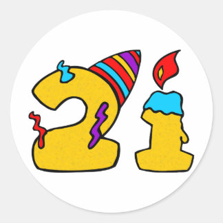 Sticker Rond Anniversaire 21 ans