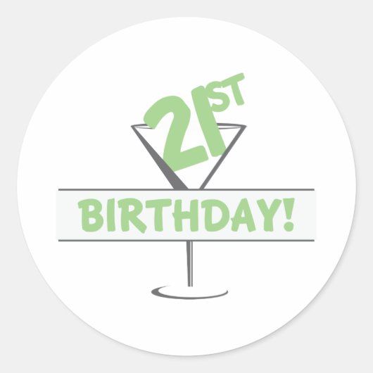 Sticker Rond Anniversaire 21 classique collant rond (Devant)