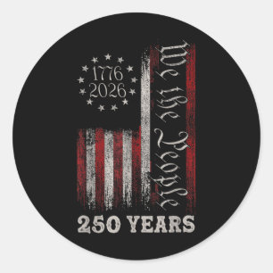 Sticker Rond Anniversaire 250 ans d'Amérique Drapeau américain