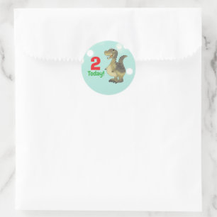 Sticker Rond Anniversaire 2 ans dinosaure - 2e anniversaire Din