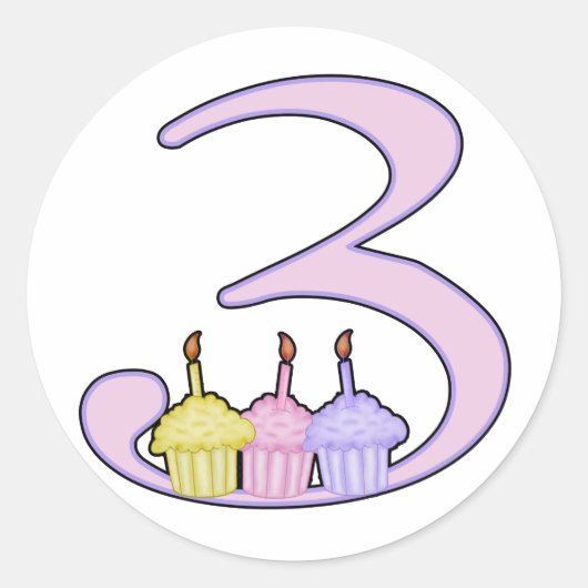 Sticker Rond Anniversaire 3 ans (Devant)
