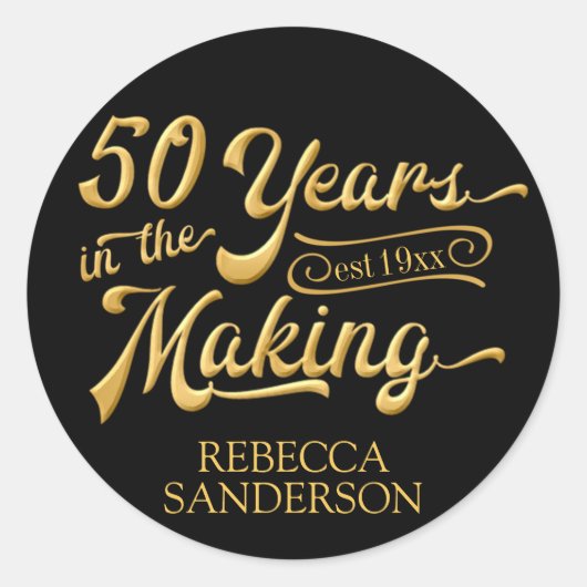 Sticker Rond Anniversaire 50 ans | 50 ANS DANS LA FABRICATION (Devant)