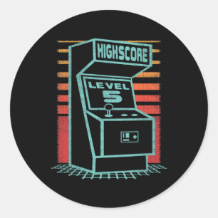 Sticker Rond Anniversaire 5 Anniversaire Retro Gamer Niveau ver