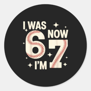 Sticker Rond Anniversaire 7 ans de baseball drôle 6 7 ans j'ava