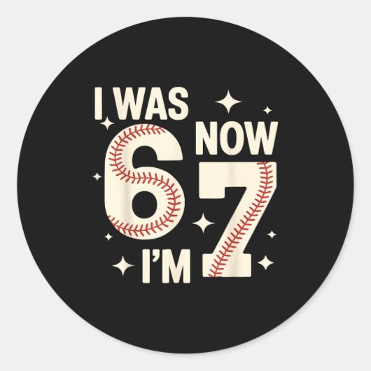 Sticker Rond Anniversaire 7 ans de baseball drôle 6 7 ans j'ava (Devant)
