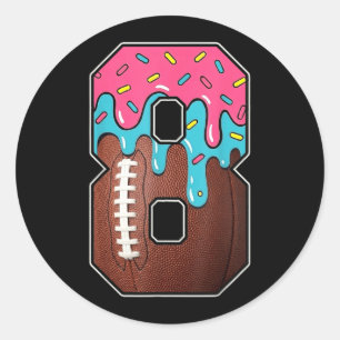 Sticker Rond Anniversaire 8 ans garçon Football américain Ice C