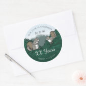 Sticker Rond Anniversaire À feuillage persistant écureuils d'am (Enveloppe)