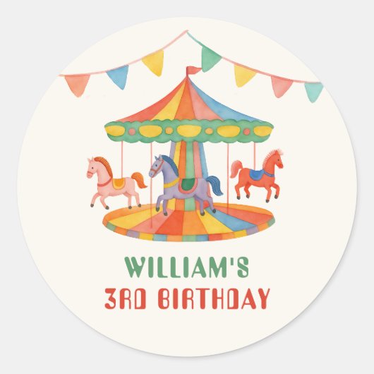 Sticker Rond Anniversaire adorable du carrousel (Devant)
