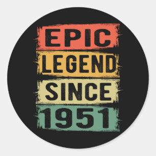 Sticker Rond anniversaire âgé de 74 ans 1951 Légende épique 74e