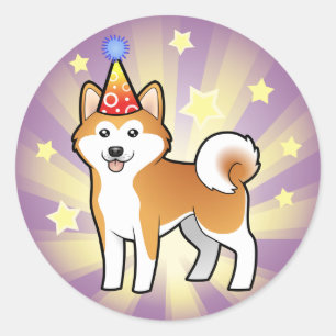 Sticker Rond Anniversaire Akita Inu / Shiba Inu