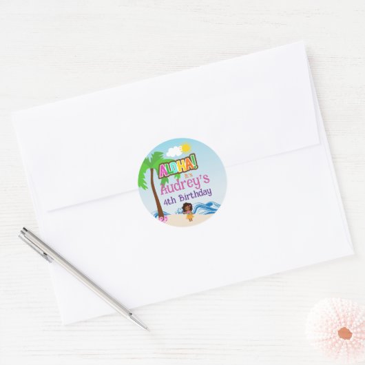 Sticker Rond Anniversaire Aloha Luau (Enveloppe)