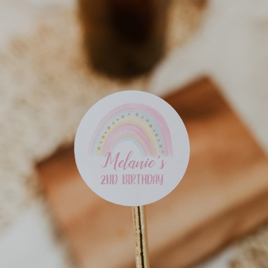 Sticker Rond Anniversaire arc-en-ciel