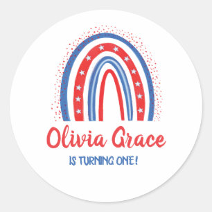 Sticker Rond Anniversaire Arc-en-ciel du 4 juillet