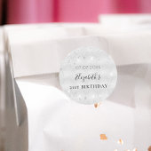 Sticker Rond Anniversaire argent parties scintillant nom date