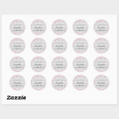 Sticker Rond Anniversaire argent rose parties scintillant pouss (Feuille)