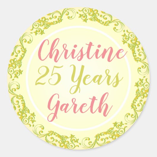 Sticker Rond Anniversaire avec noms et nombre d'années. (Devant)