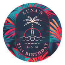 Anniversaire Beach party Palm tree coucher de sole