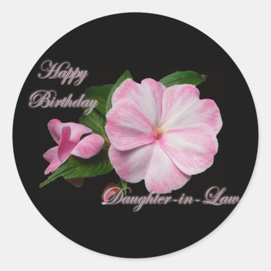 Sticker Rond Anniversaire Belle-fille Pink Impatiens Articles (Devant)