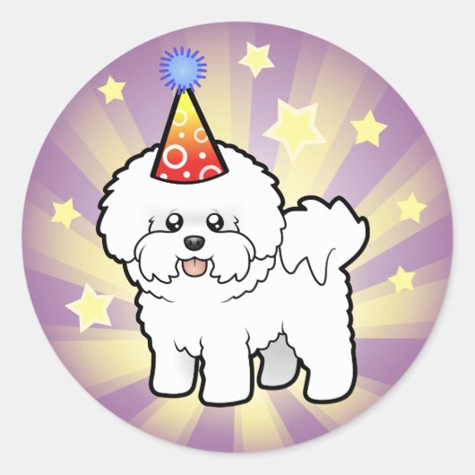 Sticker Rond Anniversaire Bichon Frise (Devant)