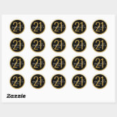 Sticker Rond Anniversaire Black Gold Nom moderne Date Age perso (Feuille)