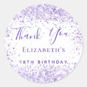 Sticker Rond Anniversaire blanc lavande nom merci (Devant)