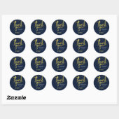 Sticker Rond Anniversaire Blue Gold Typographie Merci (Feuille)