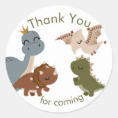 Sticker Rond Anniversaire Boho Dinosaures, Merci (Devant)