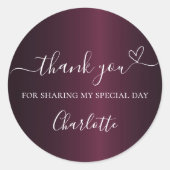 Sticker Rond Anniversaire Bourgogne nom merci (Devant)