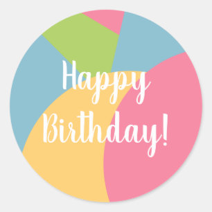 Sticker Rond Anniversaire Colorful Pastels Joyeux Anniversaire