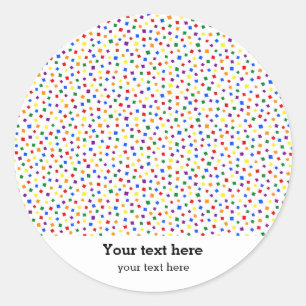 Sticker Rond Anniversaire confetti arc-en-ciel