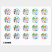 Sticker Rond Anniversaire d'Aloha Luau (Feuille)