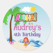 Sticker Rond Anniversaire d'Aloha Luau (Devant)