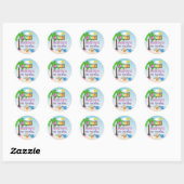 Sticker Rond Anniversaire d'Aloha Luau (Feuille)