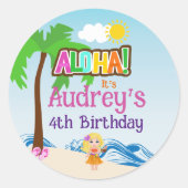 Sticker Rond Anniversaire d'Aloha Luau (Devant)