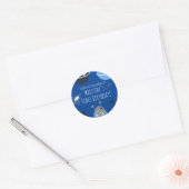 Sticker Rond Anniversaire dans l'espace Thème Alien Bleu Gris (Enveloppe)