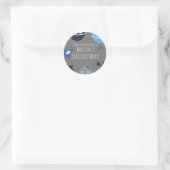 Sticker Rond Anniversaire dans l'espace Thème Alien Bleu Gris (Sac)