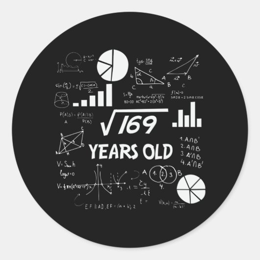 Sticker Rond anniversaire de 13 ans Geeky Math 13e anniversaire (Devant)
