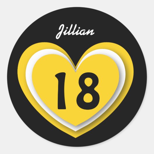 Sticker Rond Anniversaire de 18 ans Coeurs calcaires V18R (Devant)