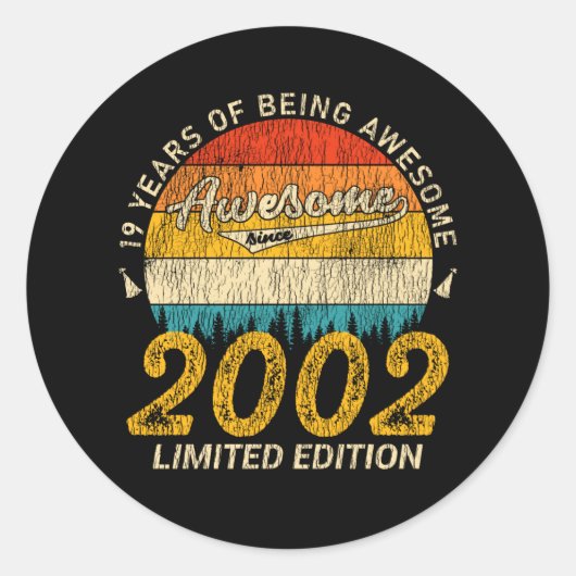 Sticker Rond anniversaire de 23 ans Retro Awesome 23e anniversa (Devant)
