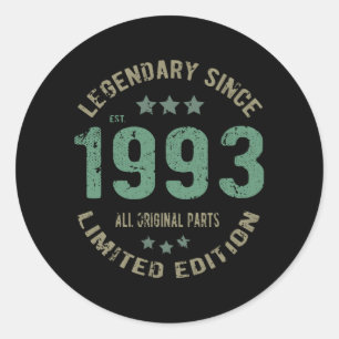 Sticker Rond anniversaire de 28 ans 1993 Légende depuis 28e ann
