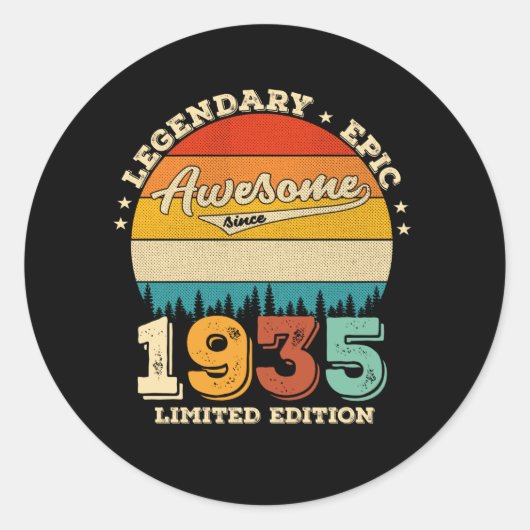 Sticker Rond anniversaire de 90 ans 1935 merveilleux 90e annive (Devant)