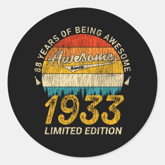 Sticker Rond anniversaire de 92 ans 1933 Magnifique 92e anniver (Devant)
