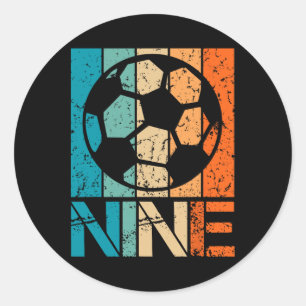 Sticker Rond Anniversaire de 9 ans Foot 9 Ans Garçons Fille Nai