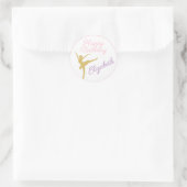 Sticker Rond Anniversaire de Ballerina rose et or (Sac)