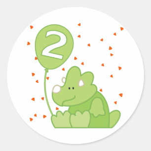 Sticker Rond Anniversaire de bébé de Dino 2ème