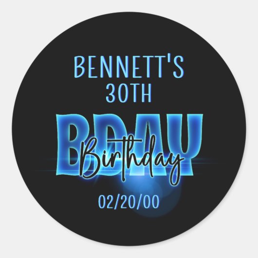 Sticker Rond Anniversaire de Blue Neon (Devant)