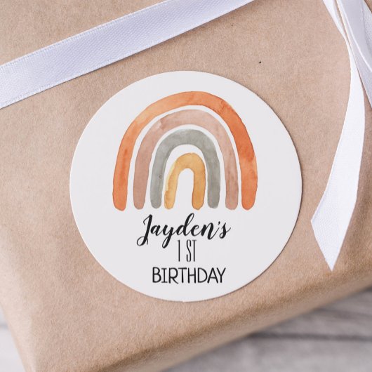 Sticker Rond Anniversaire de Boho Rainbow